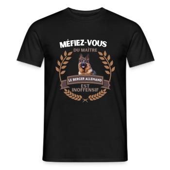 Méfiez vous du maître - Berger allemand - T-shirt homme - noir - Devant - AI Model Male 178 light (178cm)