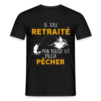 Retraité et pêcheur la belle vie de grand-père - T-shirt homme - noir - Devant - AI Model Male 178 light (178cm)
