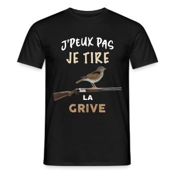 Chasse tirer la grive humour chasse - T-shirt homme - noir - Devant - AI Model Male 178 light (178cm)