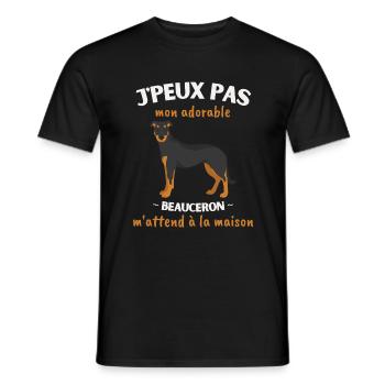 J'peux pas, mon Beauceron m'attend! - T-shirt homme - noir - Devant - AI Model Male 178 light (178cm)