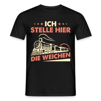 Ich Stelle Hier Die Weichen - Männer T-Shirt - Schwarz - Vorne - AI Model Male 178 light (178cm)