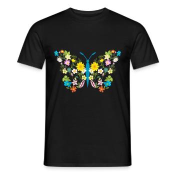 Wildflower Butterfly Blooming Floral Art - Men's T-Shirt - black - Front - AI Model Male 178 light (178cm)