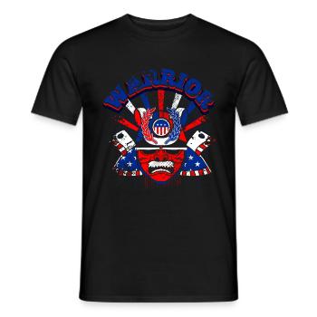 A Beautiful Samurai Warrior with US Flag Design - Men's T-Shirt - black - Front - AI Model Male 178 light (178cm)