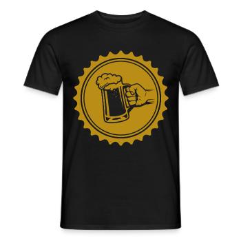 Bière - Bière / Mug à bière - Bouteille de bière Baril de bière - T-shirt homme - noir - Devant - AI Model Male 178 light (178cm)