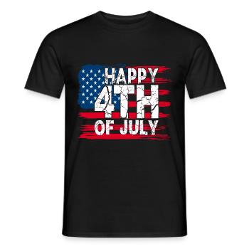 Happy 4th of July with American Flag - Men's T-Shirt - black - Front - AI Model Male 178 light (178cm)