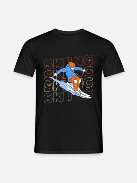 Ski Alpen Sport Skipiste - Männer T-Shirt - Schwarz