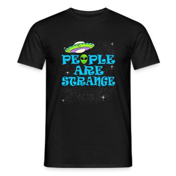 People Are Strange T-shirt Design Aliens Peculiar - Men's T-Shirt - black - Front - AI Model Male 178 light (178cm)
