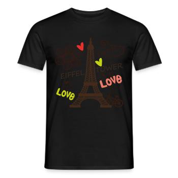 Paris Tour Eiffel Arc de Triomphe L’amour de Frankre - T-shirt homme - noir - Devant - AI Model Male 178 light (178cm)