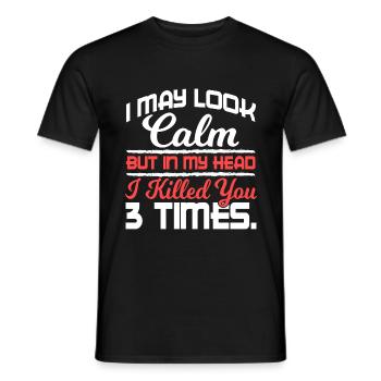 Je peux avoir l'air calme mais dans ma tête vous - T-shirt homme - noir - Devant - AI Model Male 178 light (178cm)