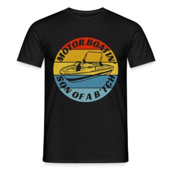 Mptor Boatin' Son Of a B*tch Boating Design - Men's T-Shirt - black - Front - AI Model Male 178 light (178cm)