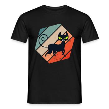 Retro Vintage Cute Feline Feral Meow Pet Animals - Männer T-Shirt - Schwarz - Vorne - AI Model Male 178 light (178cm)