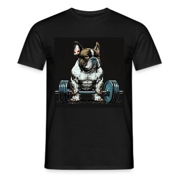 Français Bulldog Frenchie Bodybuilding Dog - T-shirt homme - noir - Devant - AI Model Male 178 light (178cm)