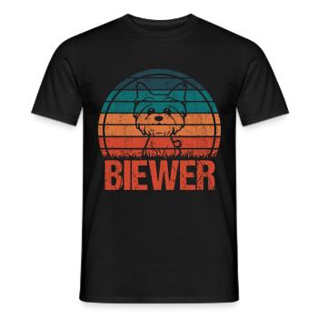 Biewer Yorkshire Terrier Dog Vintage Retro - Men's T-Shirt - black - Front - AI Model Male 178 light (178cm)