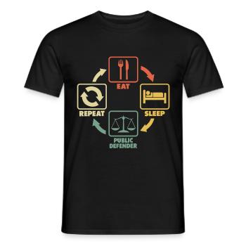 Le défenseur public dit que le défenseur public dit drôle - T-shirt homme - noir - Devant - AI Model Male 178 light (178cm)