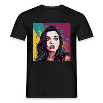 Pop Art Überraschtes Gesicht - Männer T-Shirt - Schwarz - Vorne - AI Model Male 178 light (178cm)