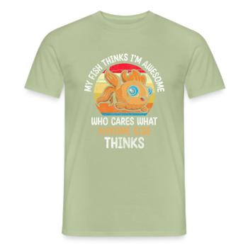 Élevage de nageoires de poissons - T-shirt homme - vert sauge - Devant - AI Model Male 178 light (178cm)