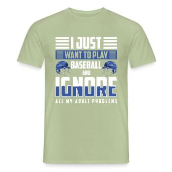 Batte de baseball, sportif, balle - T-shirt homme - vert sauge - Devant - AI Model Male 178 light (178cm)