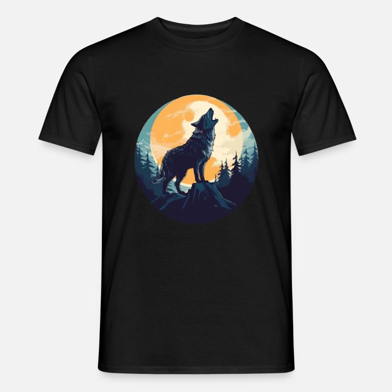 Wolf - Männer T-Shirt - Schwarz