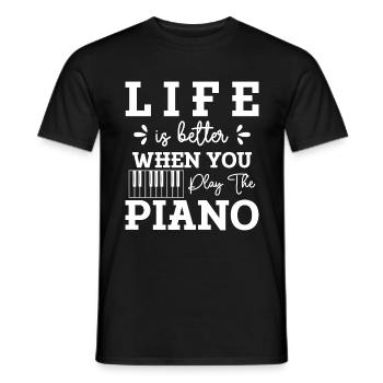 Pianist Grand Piano Classical Music Melody - Men's T-Shirt - black - Front - AI Model Male 178 light (178cm)