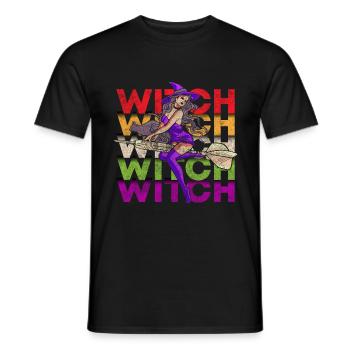 Sorcières Balai de sorcière Halloween - T-shirt homme - noir - Devant - AI Model Male 178 light (178cm)