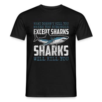 Shark Underwater Angler Teeth - Men's T-Shirt - black - Front - AI Model Male 178 light (178cm)
