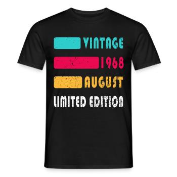 Août 1968 Anniversaire Août 1968 Août - T-shirt homme - noir - Devant - AI Model Male 178 light (178cm)