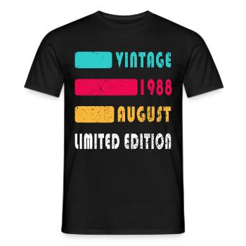 Août 1988 Anniversaire Août 1988 Août - T-shirt homme - noir - Devant - AI Model Male 178 light (178cm)