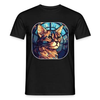Peinture colorée à l’aquarelle de race de chat brun de La Havane - T-shirt homme - noir - Devant - AI Model Male 178 light (178cm)