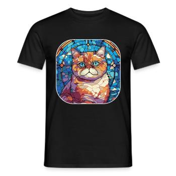 Colorful Exotic Shorthair Cat Breed Watercolor - Men's T-Shirt - black - Front - AI Model Male 178 light (178cm)