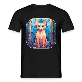 Peinture à l’aquarelle colorée de race de chat Burmilla - T-shirt homme - noir - Devant - AI Model Male 178 light (178cm)