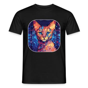 Ocicat coloré Race de chat Aquarelle Peinture - T-shirt homme - noir - Devant - AI Model Male 178 light (178cm)