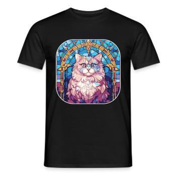 Bunte persische Katzenrasse Aquarellmalerei - Männer T-Shirt - Schwarz - Vorne - AI Model Male 178 light (178cm)