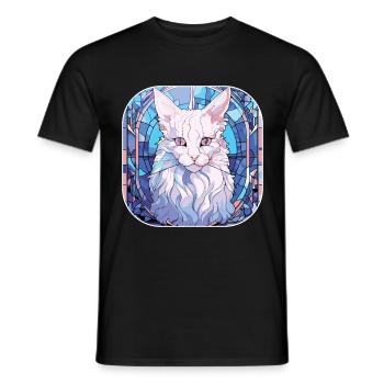 Colorful Turkish Angora Cat Breed Watercolor Paint - Men's T-Shirt - black - Front - AI Model Male 178 light (178cm)