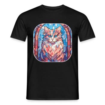 Bunte sibirische Katzenrasse Aquarellmalerei - Männer T-Shirt - Schwarz - Vorne - AI Model Male 178 light (178cm)