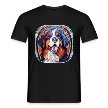 Colorful Bernese Mountain Dog Breed Watercolor Gla - Men's T-Shirt - black - Front - AI Model Male 178 light (178cm)