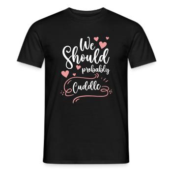 Cuddling Teddy Bear Relationship Affection - Men's T-Shirt - black - Front - AI Model Male 178 light (178cm)