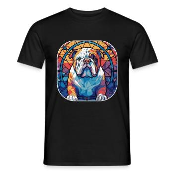 Colorful English Bulldog Dog Breed Watercolor Glas - Men's T-Shirt - black - Front - AI Model Male 178 light (178cm)