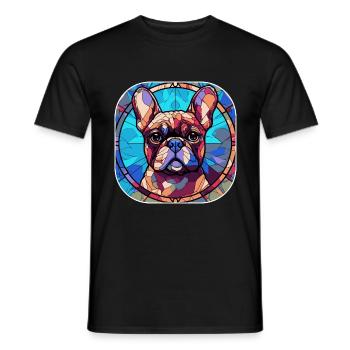Coloré Race de Chien Bouledogue Français Aquarelle Verre - T-shirt homme - noir - Devant - AI Model Male 178 light (178cm)