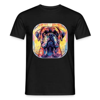 Colorful Bull Mastiff Dog Breed Watercolor Glass P - Men's T-Shirt - black - Front - AI Model Male 178 light (178cm)
