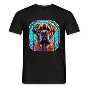 Colorful English Mastiff Dog Breed Watercolor Glas - Men's T-Shirt - black - Front - AI Model Male 178 light (178cm)