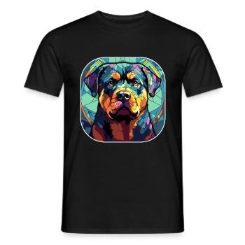 Bunte Rottweiler-Hunderasse Aquarellglas Pai - Männer T-Shirt - Schwarz - Vorne - AI Model Male 178 light (178cm)