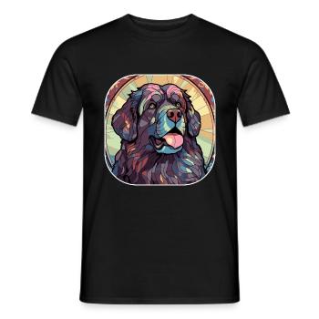 Bunte Neufundländer Hunderasse Aquarellglas P - Männer T-Shirt - Schwarz - Vorne - AI Model Male 178 light (178cm)