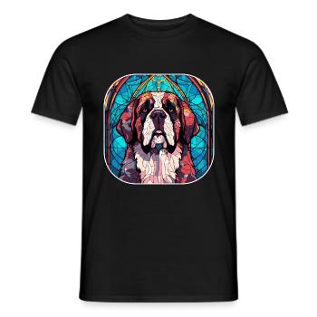 Bunte Bernhardiner-Hunderasse Aquarellglas Pai - Männer T-Shirt - Schwarz - Vorne - AI Model Male 178 light (178cm)