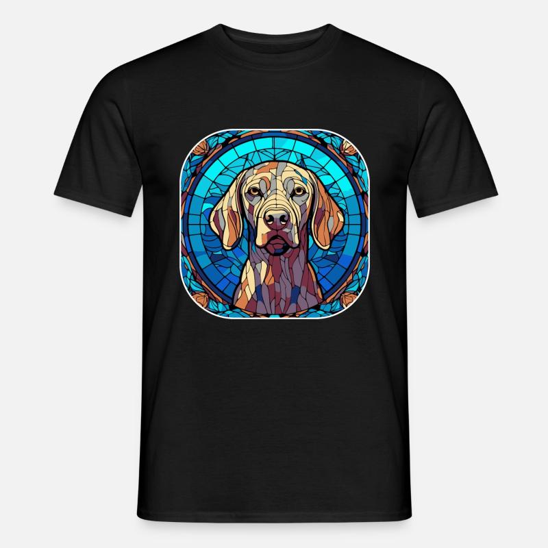 Bunte Weimaraner-Hunderasse Aquarellmalerei - Männer T-Shirt - Schwarz