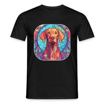 Coloré Vizsla Dog Breed Aquarelle Glass Paintin - T-shirt homme - noir - Devant - AI Model Male 178 light (178cm)