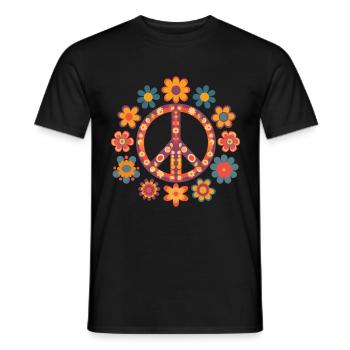Peace and Love-Logo mit Vintage-Farben - Männer T-Shirt - Schwarz - Vorne - AI Model Male 178 light (178cm)