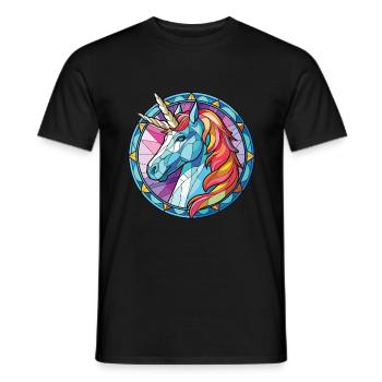 Einhorn-Bunte Aquarell-Tierillustration - Männer T-Shirt - Schwarz - Vorne - AI Model Male 178 light (178cm)
