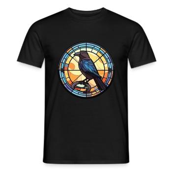 Crow Colorful Watercolor Animal Pet Illustration - Men's T-Shirt - black - Front - AI Model Male 178 light (178cm)