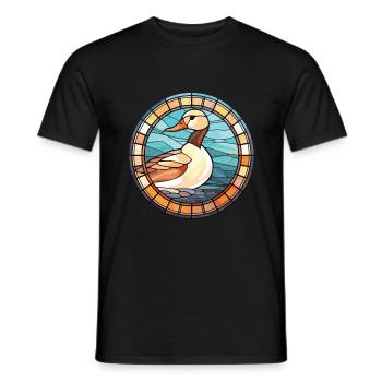 Duck Colorful Watercolor Animal Pet Illustration - Men's T-Shirt - black - Front - AI Model Male 178 light (178cm)