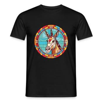 Donkey Colorful Watercolor Animal Pet Illustration - Men's T-Shirt - black - Front - AI Model Male 178 light (178cm)